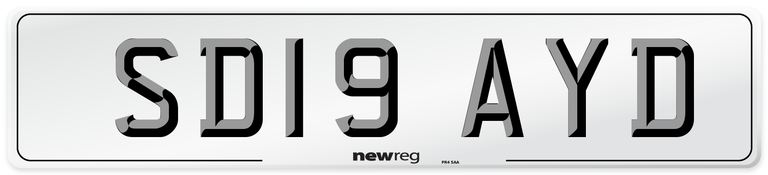 SD19 AYD Number Plate from New Reg